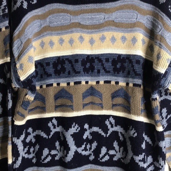 ladies 3D knit fair isle coogi style printed pullover sweater ladies large - Picture 10 of 12